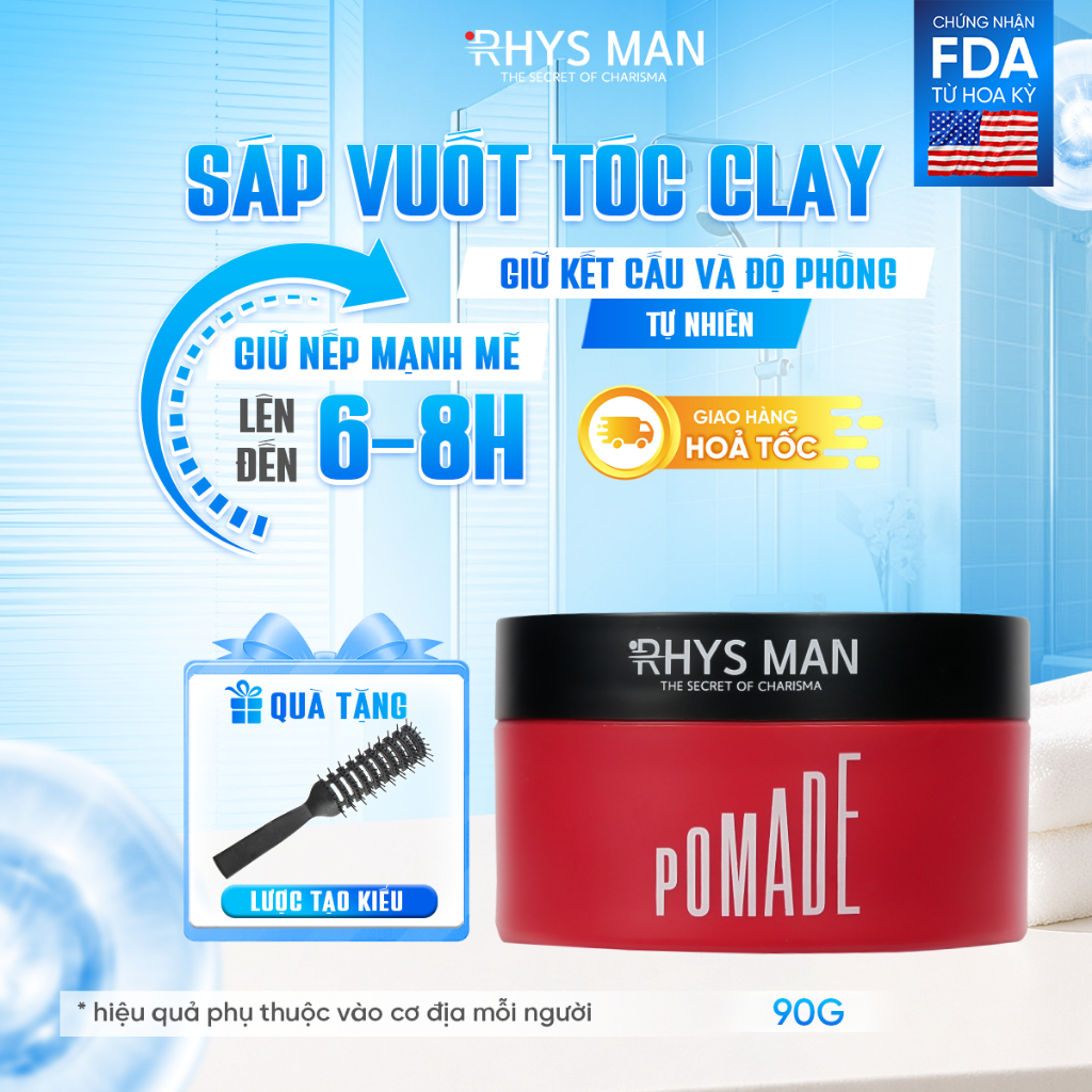 Sáp vuốt tóc 3S tạo kiểu tự nhiên bản Pomade 90g Rhys Man