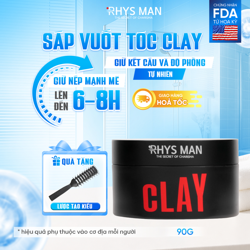 Sáp vuốt tóc 3S Airy Texture Clay bản 90g tạo kiểu tự nhiên Rhys Man