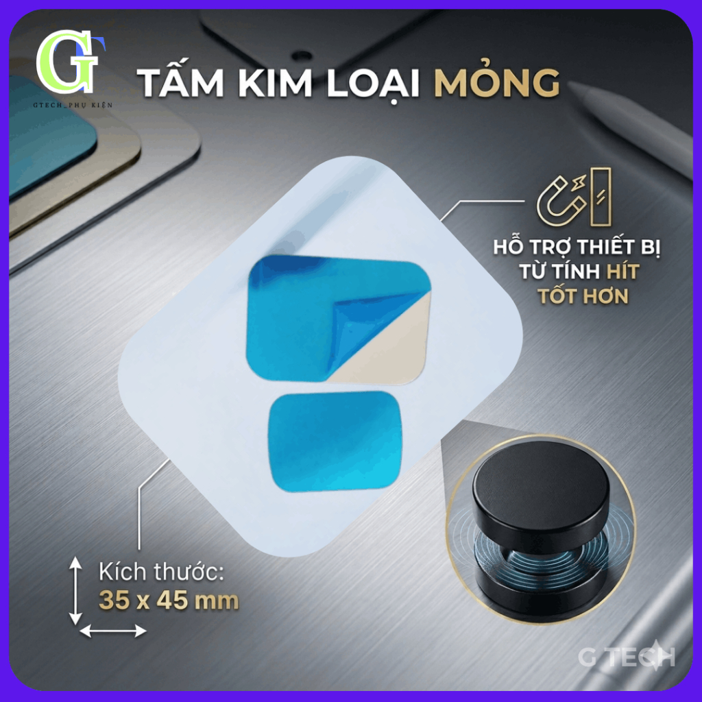 10 TẤM KIM LOẠI 35x45mm – MỎNG 0.3mm, DÁN CHẮC KHÔNG CỘM_GTech