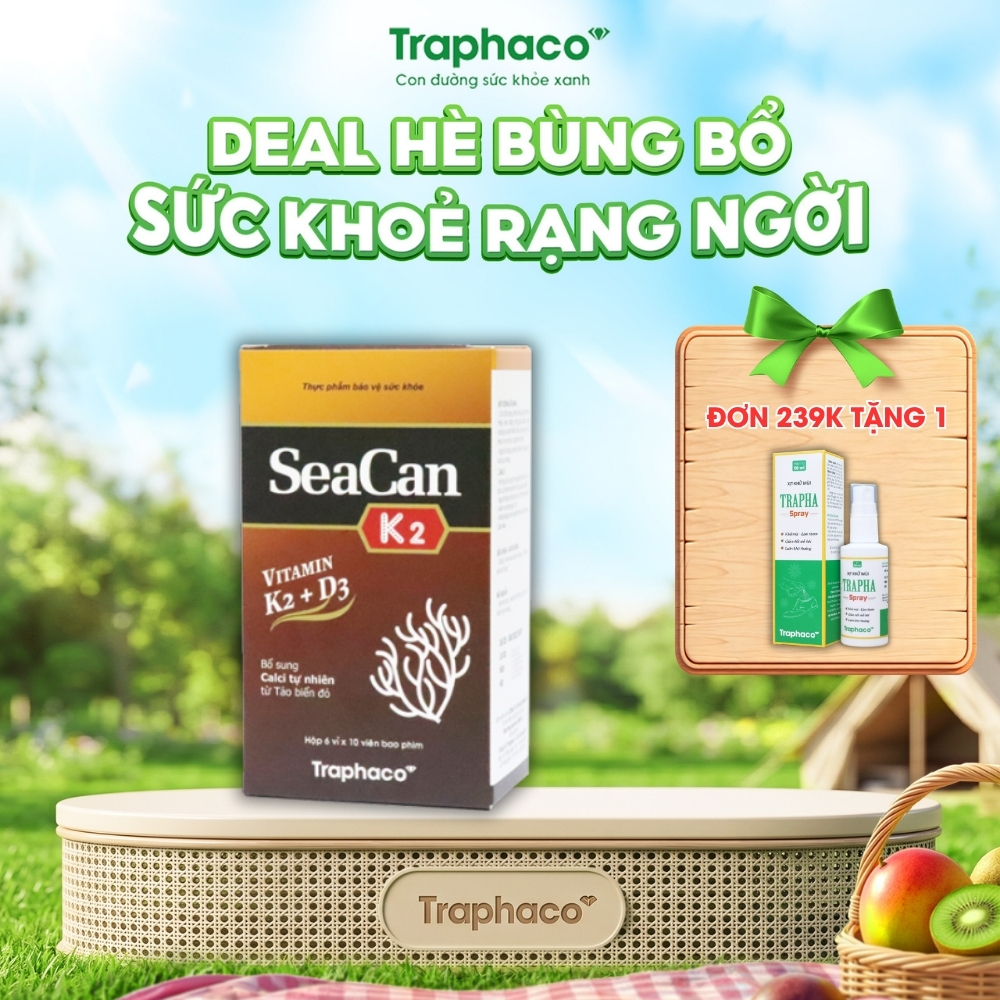 TPBVSK SEACAN K2 - Hỗ trợ Bổ Sung Canxi Tự Nhiên, Giảm Nguy Cơ Còi Xương, Loãng Xương Từ Tảo Biển Đỏ