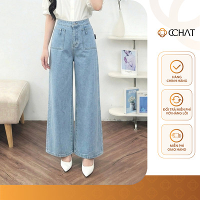 Quần Jean Nữ 𝐂𝐂𝐇𝐀𝐓 Dáng Suông Lorial 2 Túi Trước Chất Liệu Jeans Lorial Cao Cấp 16QDJ2032ST