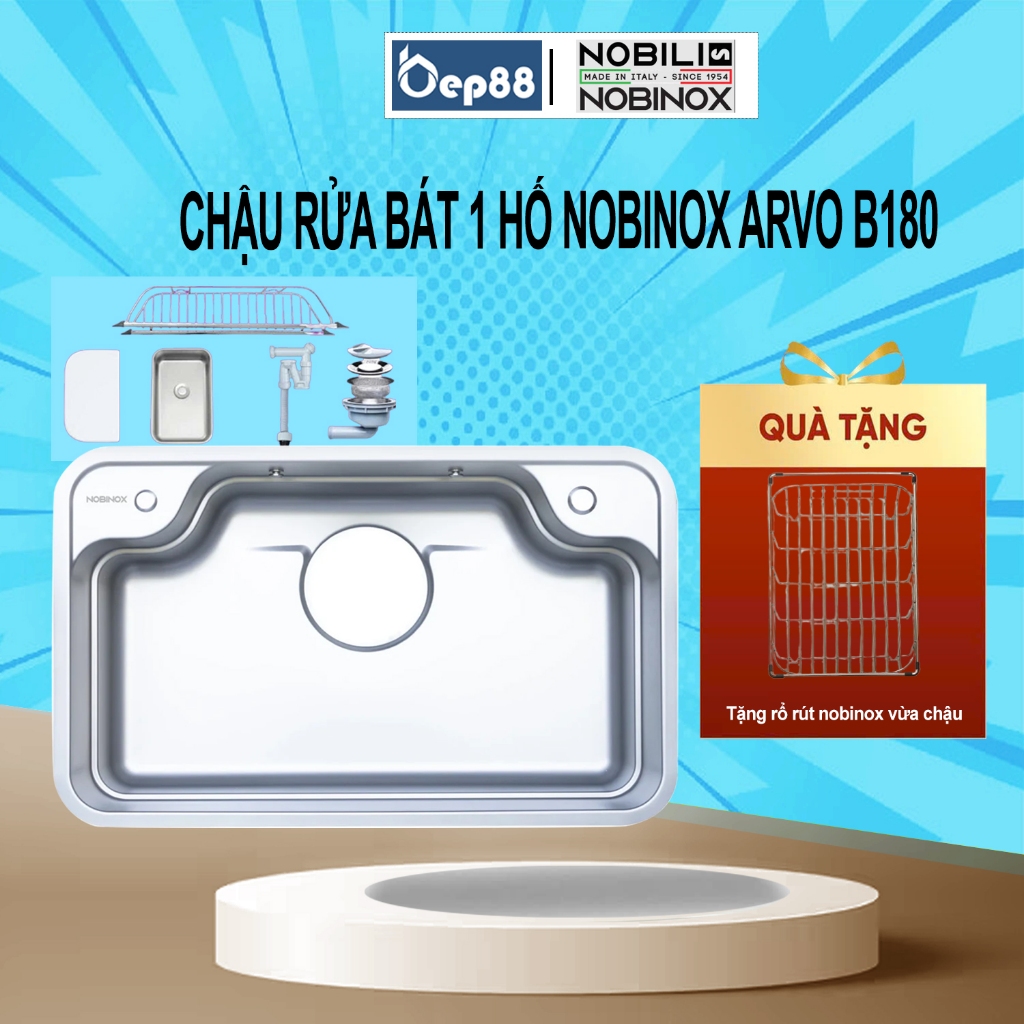 CHẬU RỬA BÁT 1 HỐ NOBINOX ARVO B180
