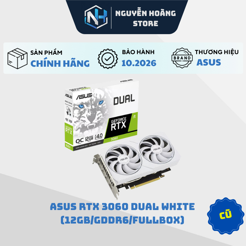 VGA Card màn hình ASUS Dual RTX 3060 OC 12GB White Cũ