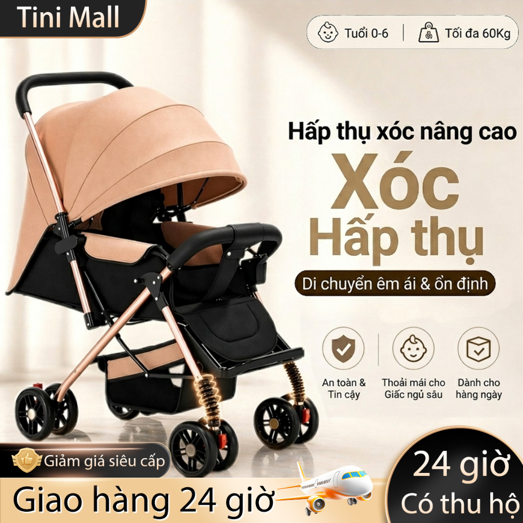 xe đẩy gấp gọn cho bé Beige,xe đẩy cho bé,xe đẩy ngồi cho bé gấp gọn