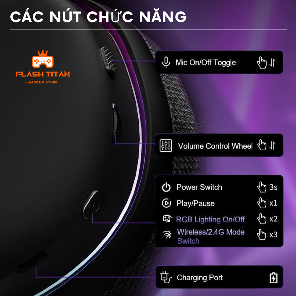 Tai nghe Không Dây Gaming AULA G7 pro - Hỗ trợ app tùy chỉnh - Có mic đàm thoại - 3 mode kết nối | BigBuy360 - bigbuy360.vn