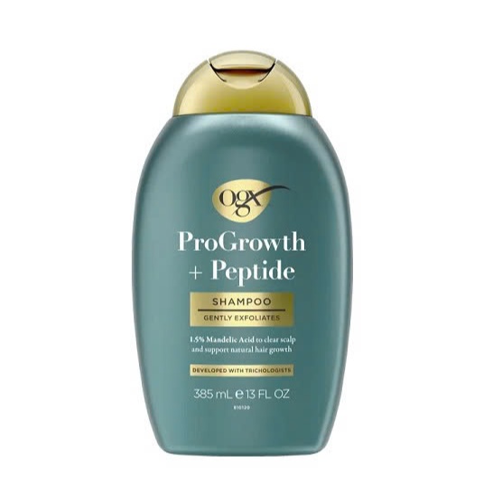 Dầu gội / Dầu Xả làm sạch và tẩy tế bào chết da đầu OGX ProGrowth + Peptide 385ml