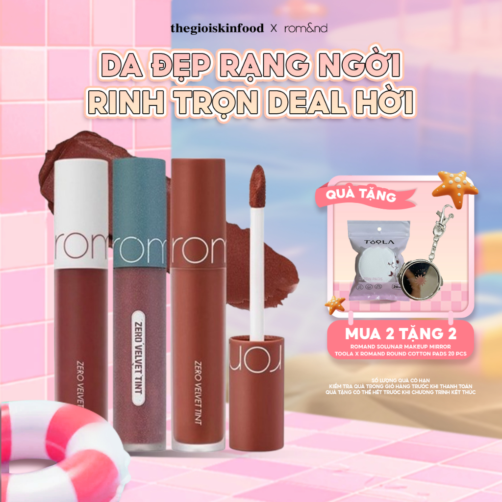 [NEW 26-30] Son Kem Lì Hàn Quốc Romand Zero Velvet Tint 5.5g (05 Đỏ Gạch, 06 Đỏ Nâu, 20 Đỏ Trầm)