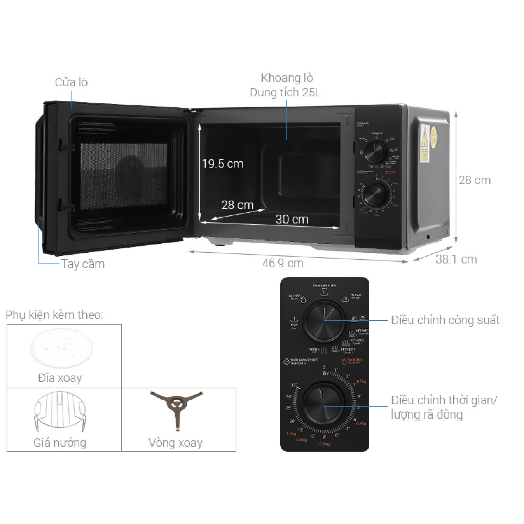 Lò vi sóng có nướng Toshiba MW3-MG25PE(BK) 25 lít