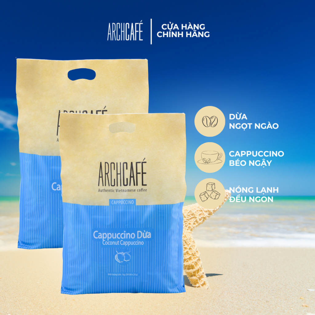 Combo 2 Cappuccino Dừa Túi Archcafe (50 gói x 20g)