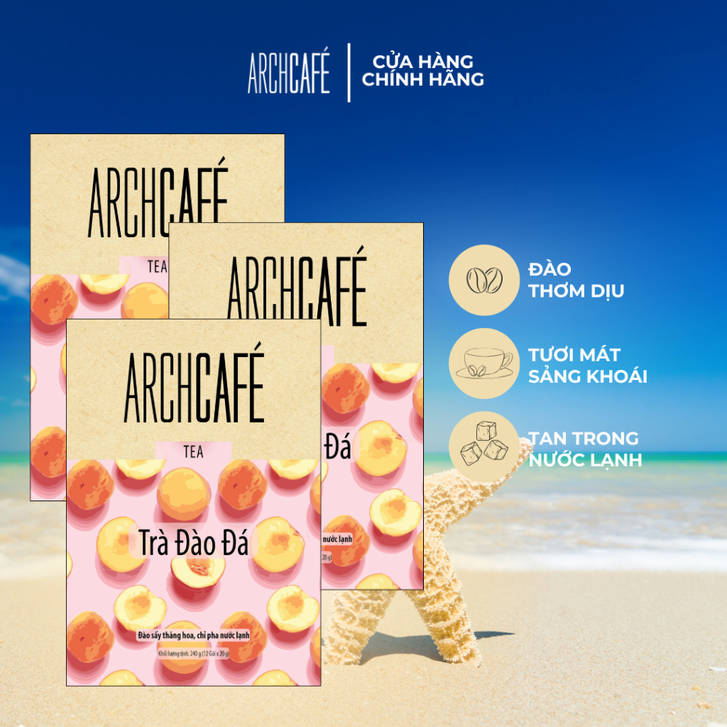 Combo 3 Trà Đào Đá - Trà trái cây hoà tan Archcafé (hộp 12 gói x 20 g)