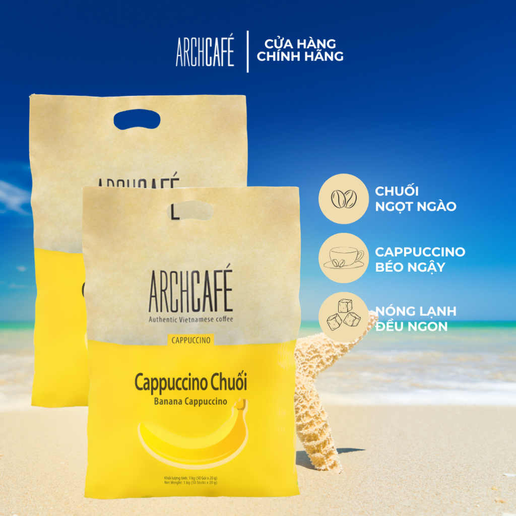 Combo 2 Túi Cà phê Cappuccino Chuối Archcafe  (túi 50 gói x 20g)