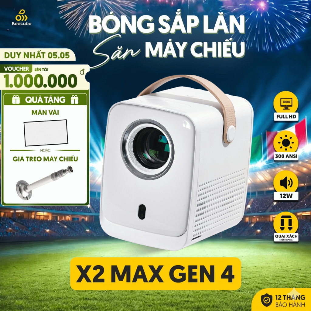 [Tặng Phụ Kiện] Máy Chiếu Mini Cao cấp Beecube X2 Max Gen4 - Độ phân giải Full HD 1080P - Tích hợp 2