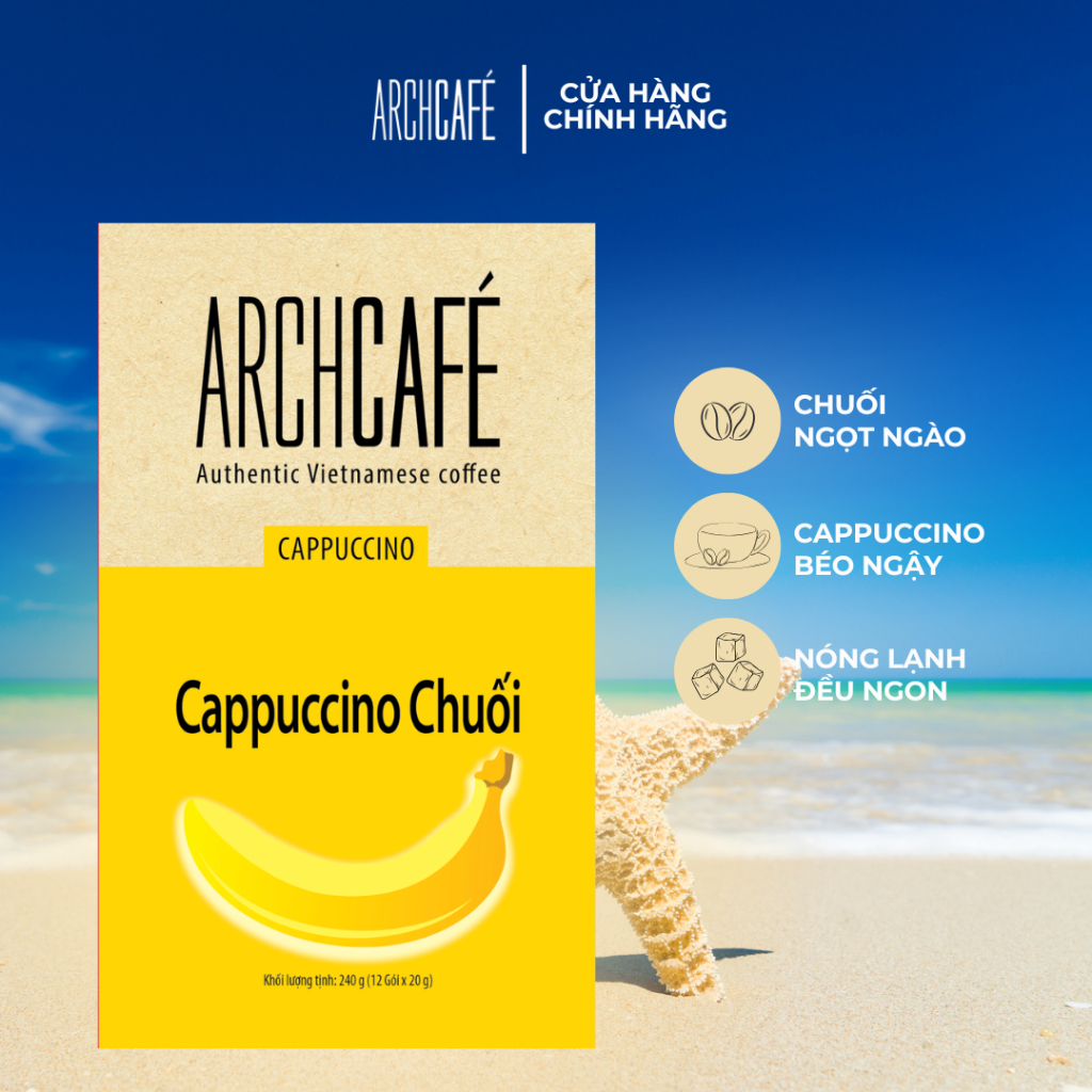 Cà phê hòa tan vị Cappuccino Chuối Archcafé (hộp 12 gói x 20g)