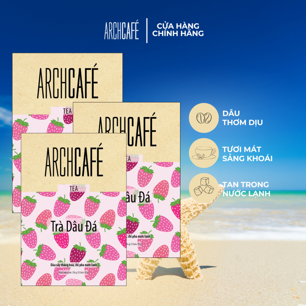 Combo 3 Trà Dâu Đá - Trà trái cây hoà tan Archcafé (hộp 12 gói x 18g)