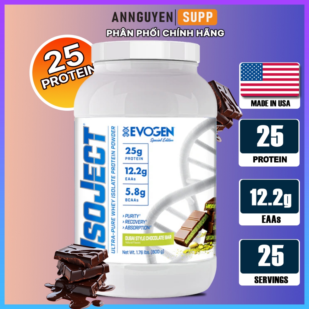 Evogen Isoject Whey Protein Isolate (25 Servings) Hỗ Trơ Phục Hồi Phát Triển Cơ