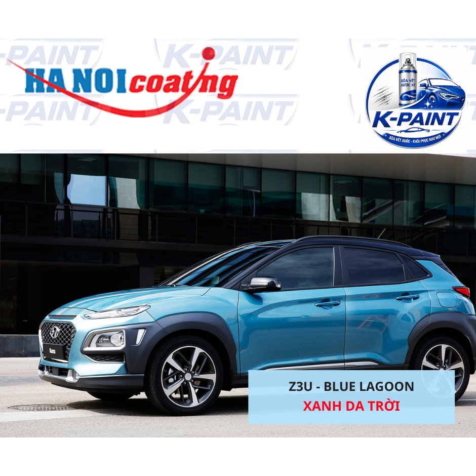 Sơn Xịt Xóa Vết Xước cho xe HYUNDAI KONA màu XANH DA TRỜI mã màu Z3U - BLUE LAGOON chính hãng K-PAIN