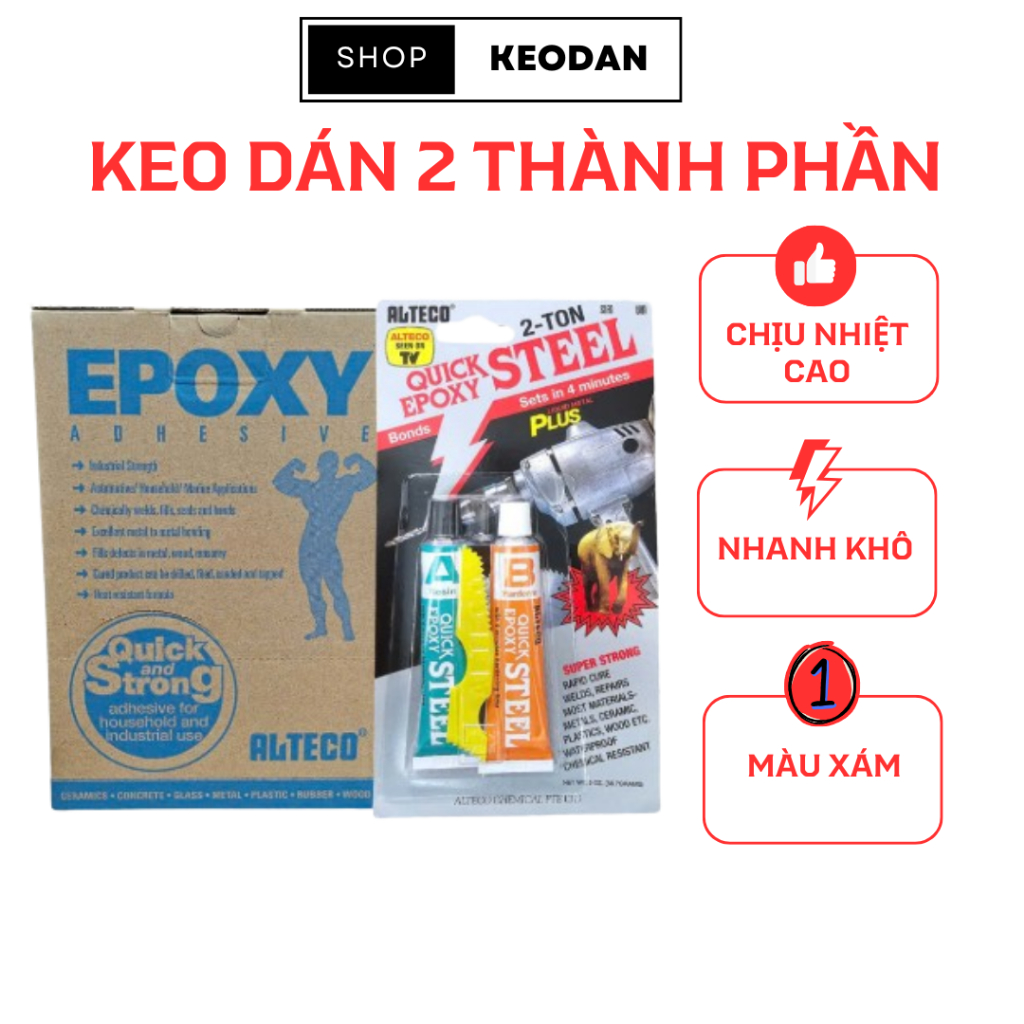 Keo Dán Ống Nước Rò Rỉ Alteco – Keo AB 2 Thành Phần Epoxy Siêu Dính, Dán Nhựa, Cao Su