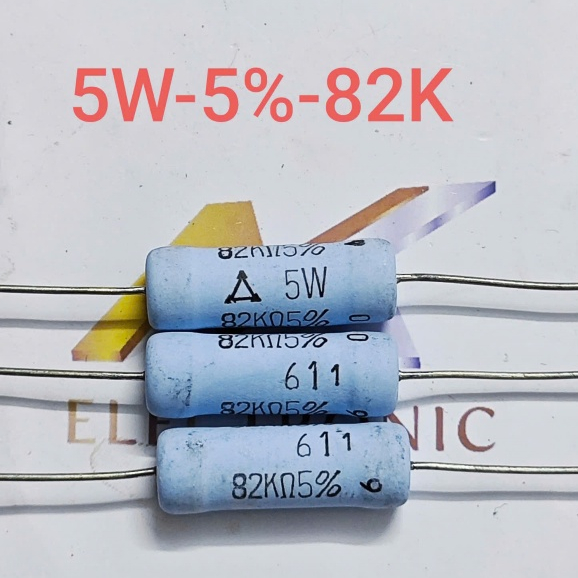 Điện trở 5W 82K 82K5W sai số 5% điện chở màng Carbon 5W 82K Chuyên dùng cho âm thanh (con)