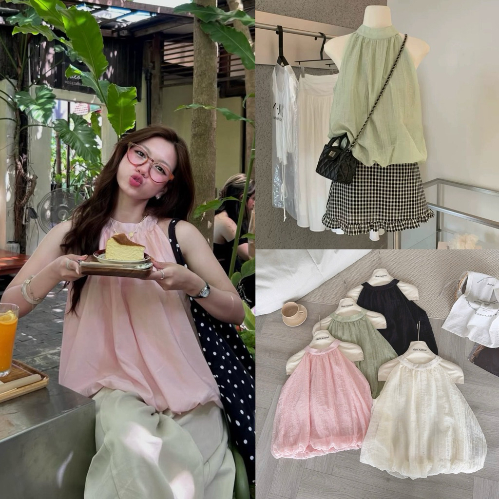 [Hàng Chuẩn L1] Áo yếm dáng bí chất tơ đũi nhăn thắt nơ sau hot summer Suzy Top - A1403 | BigBuy360 - bigbuy360.vn