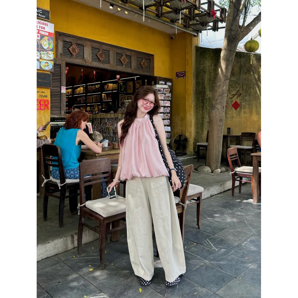 [Hàng Chuẩn L1] Áo yếm dáng bí chất tơ đũi nhăn thắt nơ sau hot summer Suzy Top - A1403 | BigBuy360 - bigbuy360.vn