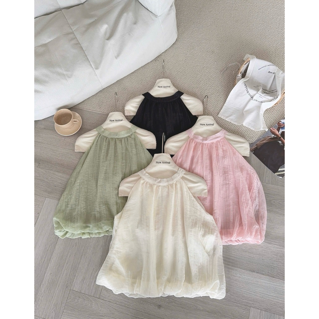 [Hàng Chuẩn L1] Áo yếm dáng bí chất tơ đũi nhăn thắt nơ sau hot summer Suzy Top - A1403 | BigBuy360 - bigbuy360.vn
