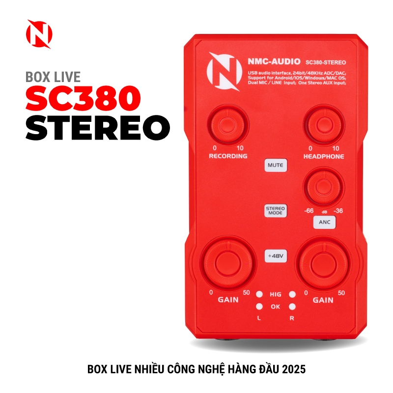 Box Livestream NMC-AUDIO SC380 STEREO V2 Chính Hãng - Ghi Âm Livestream 24bit/48kHz, Lọc Ồn ANC, Bảo