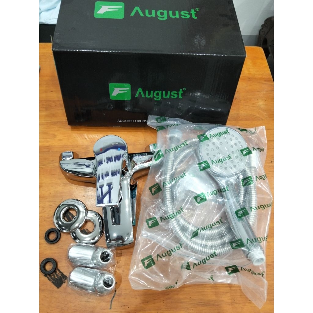 August Combo Củ Sen Tắm Cao Cấp Model 7503 - Dây Bát Sen & Chân Quỳ Đồng - Hàng Chính Hãng Bảo Hành 