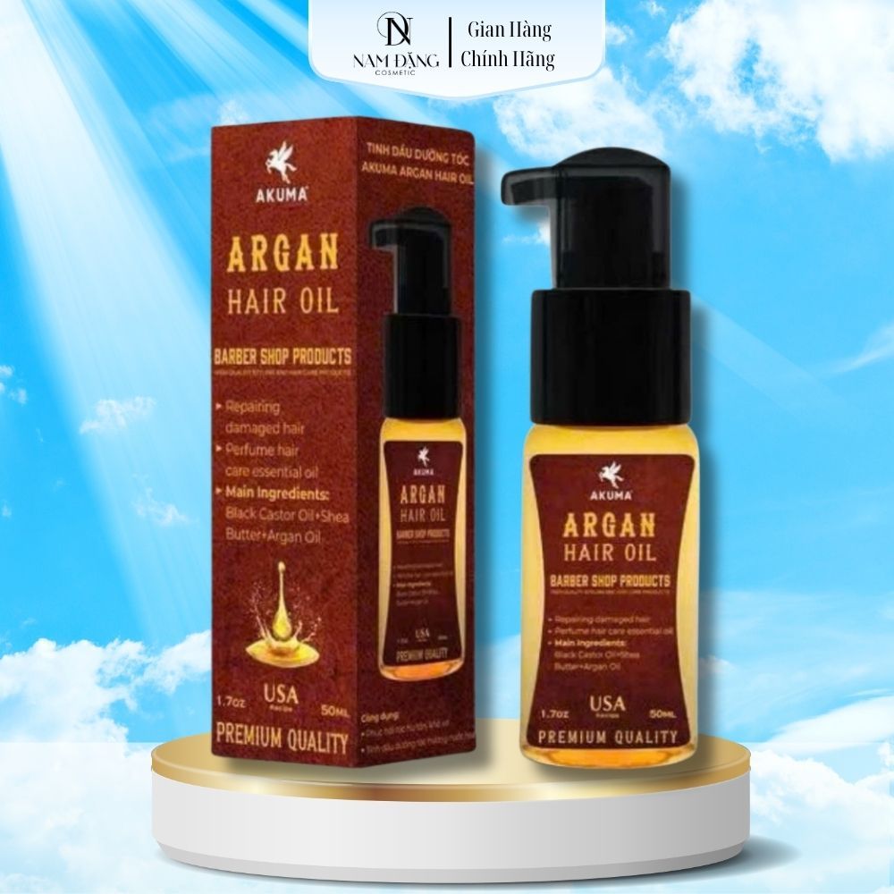Tinh dầu dưỡng tóc AKUMA Argan Hair Oil 50ml giúp tóc chắc khỏe, bóng mượt, hương nước hoa nam tính