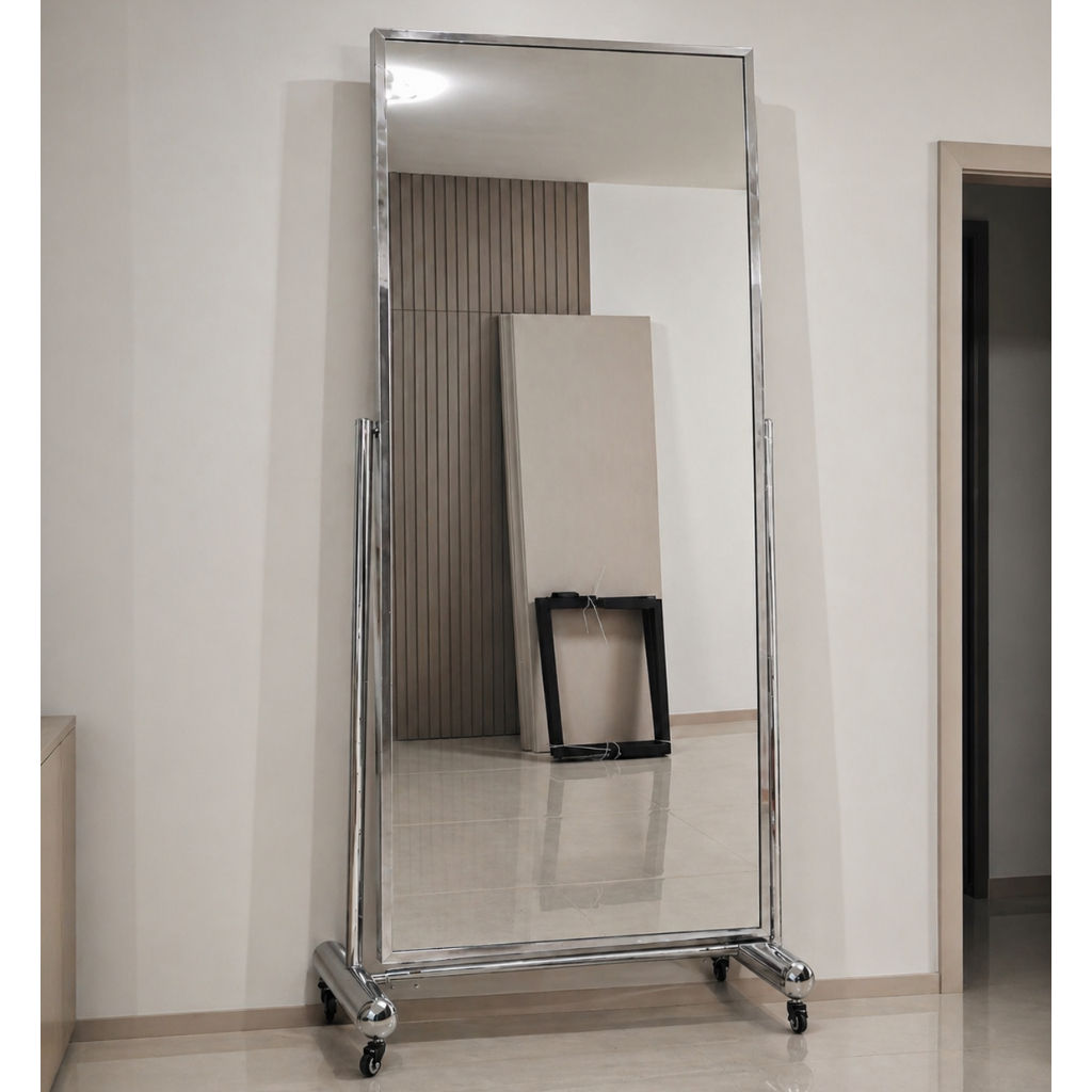 90x200cm Gương soi toàn thân Inox AAArealhome VG 2B Chân Inox Gương soi di động Gương Hair Salon Gươ