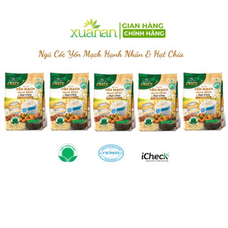 Combo 5 túi Ngũ Cốc Yến Mạch Hạnh Nhân Hạt Chia Xuân An [ít đường] 400G {25g*16 gói}