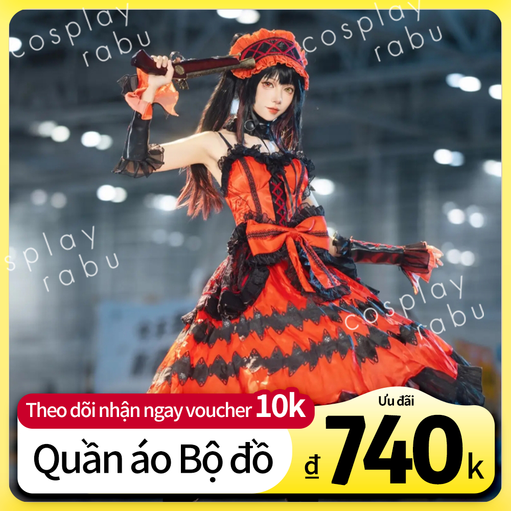 Tokisaki Kurumi Cosplay Date A Live Trang Phục Anime Full Set Kèm Tóc Giả Nữ Đẹp