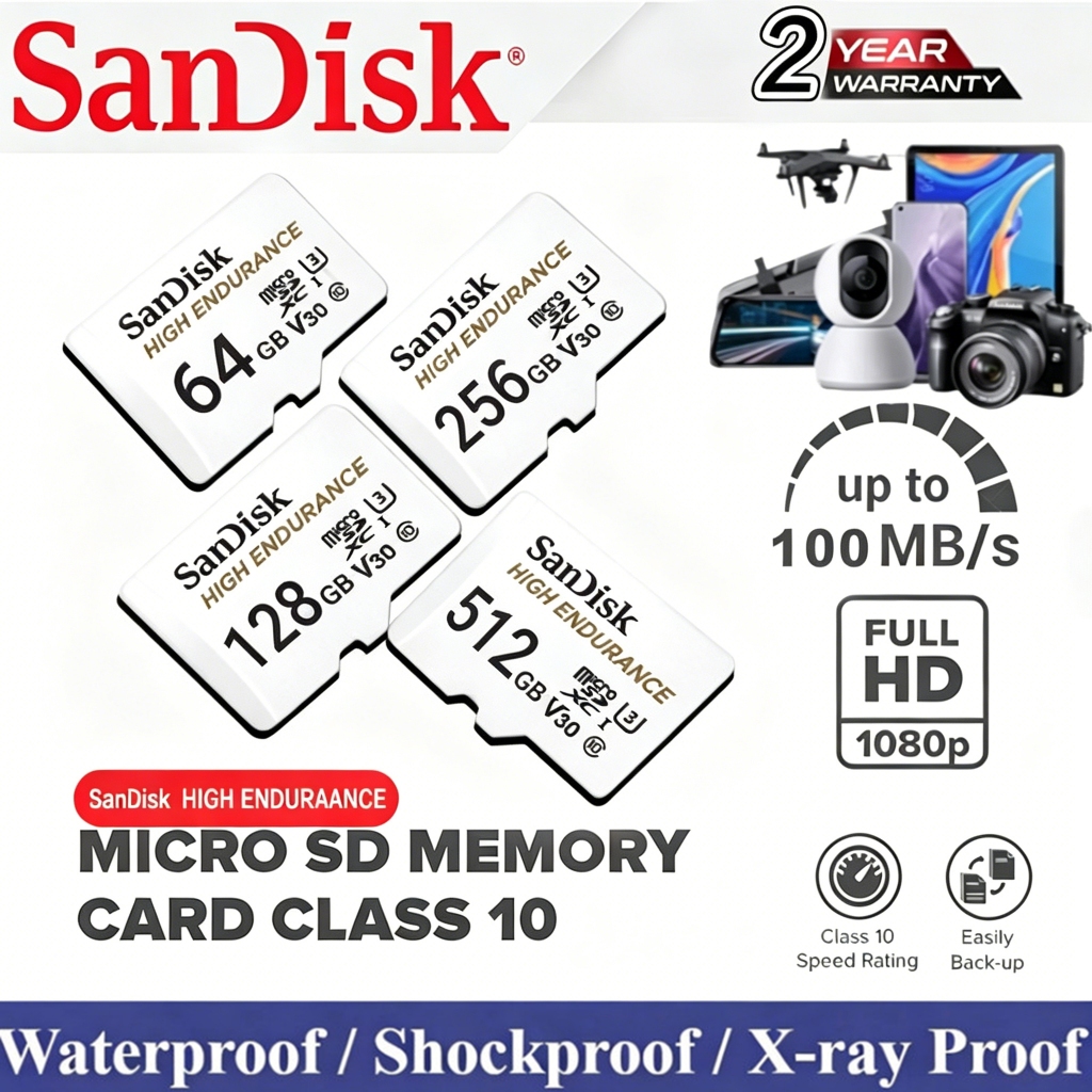 Thẻ nhớ MicroSDXC Sandisk High Endurance 32GB / 64GB / 128GB / 256GB 100MB/s Bảo hành 2 năm