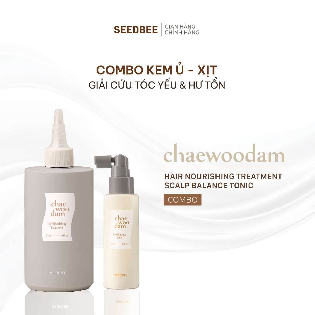[CHAEWOODAM by Seedbee] Combo Phục Hồi Nang Tóc Yếu & Tóc Khô Xơ Hư Tổn ( kem ủ + xịt ).