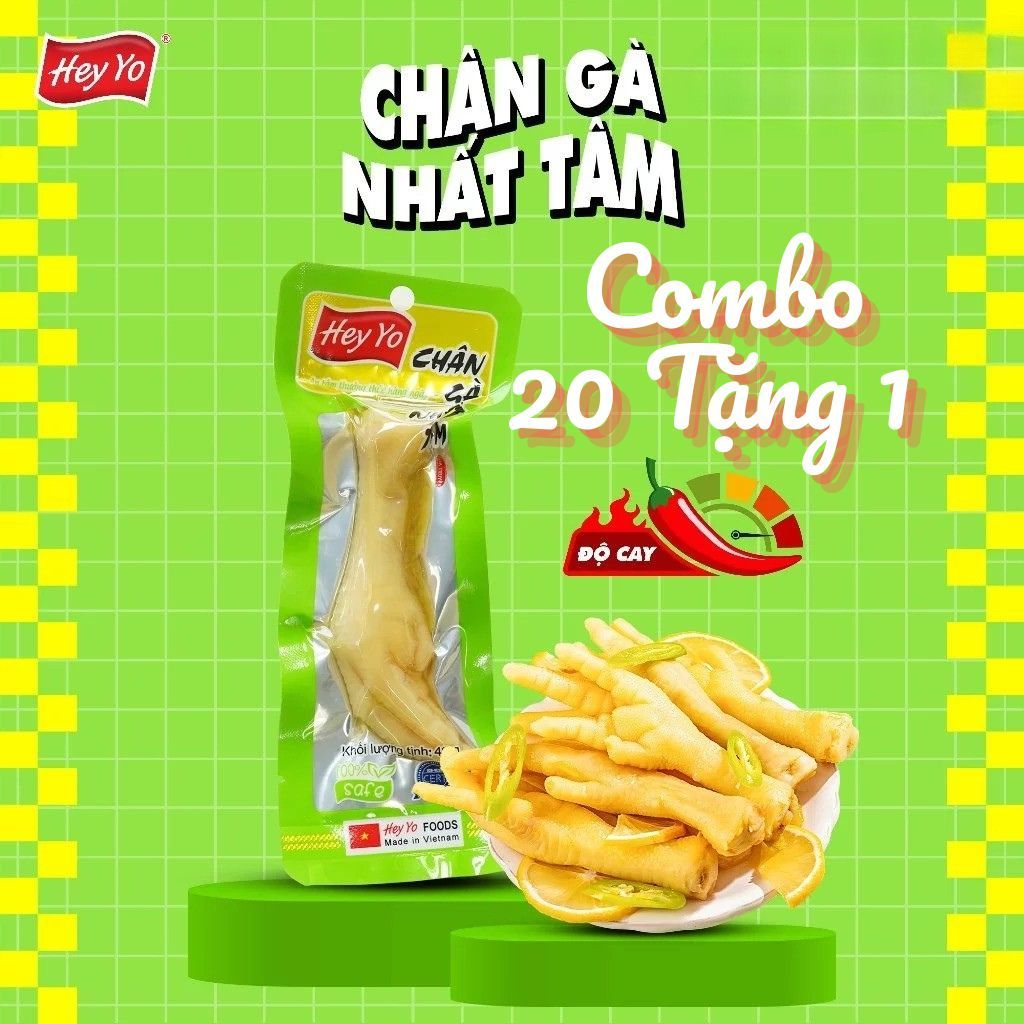 Chân gà Hey yo giá rẻ chân gà nhất tâm siêu cay heyyo hey yo Việt Nam  40g, chân gà cay bento