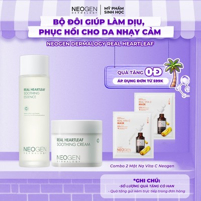 Bộ Đôi Tinh Chất và Kem Dưỡng Làm Dịu, Phục Hồi Cho Da Nhạy Cảm Neogen Dermalogy Real Heartleaf