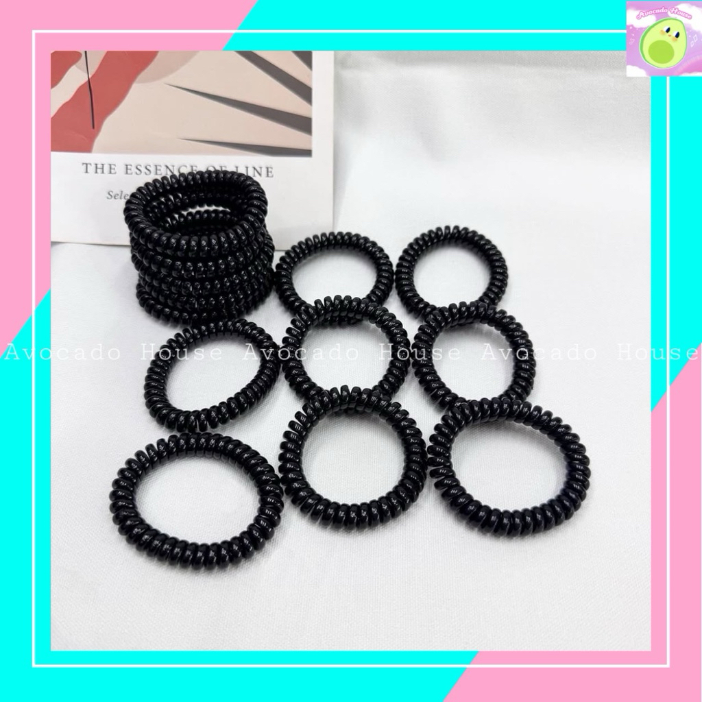 Combo 5 dây cột tóc lò xo cỡ vừa đen loại tốt
