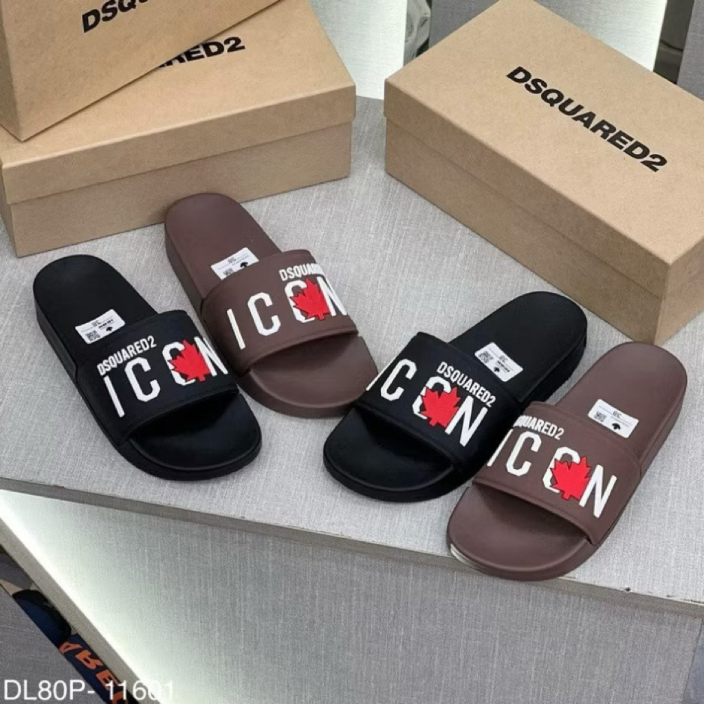 Dép Dsquared2 ICON phối lá phong đỏ siêu đẹp-dép icon hot tăng chiều cao
