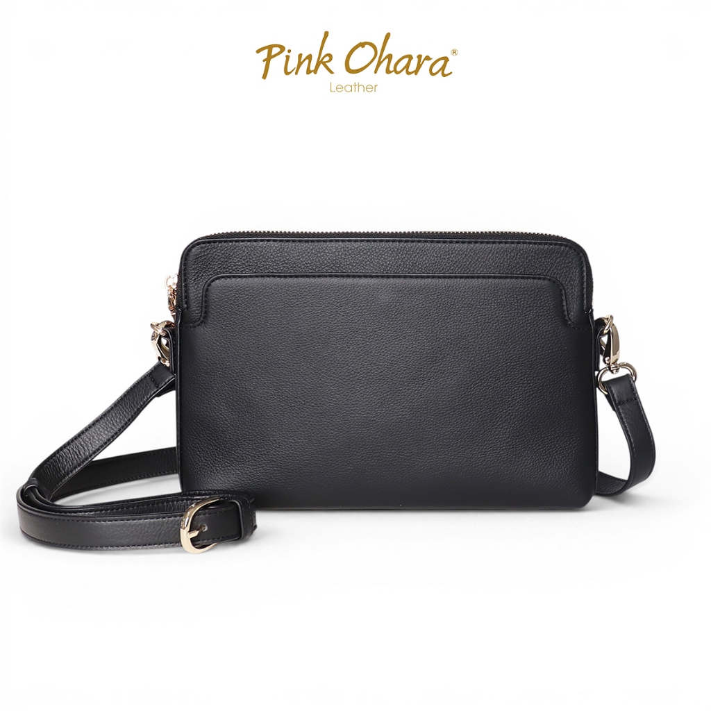 Túi Đeo Chéo Nữ Da Thật PINK OHARA Kiêm Clutch Cầm Tay 2 Trong 1 Dáng Hộp Thời Trang