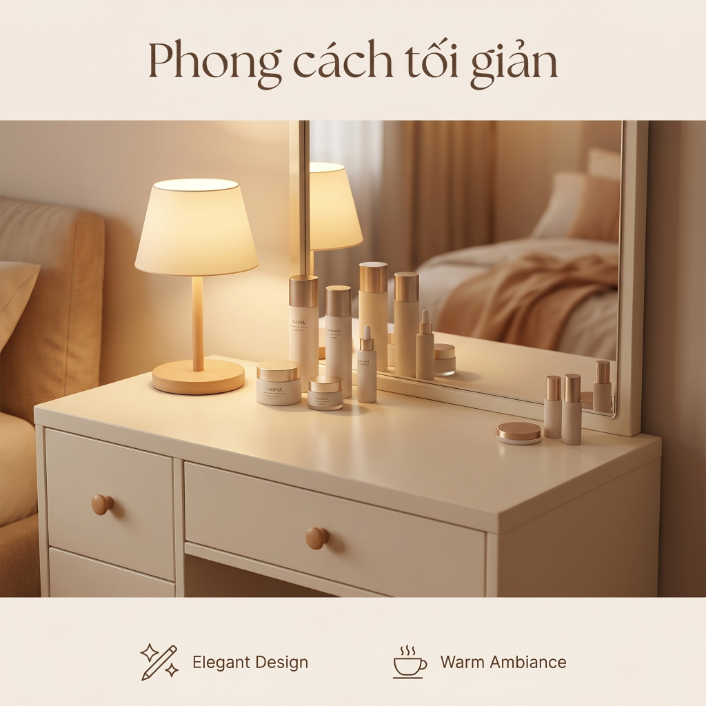 BM Bàn trang điểm bệt có ngăn kéo, bàn bệt có ngăn kéo chất liệu gỗ MDF phủ Melamine | BigBuy360 - bigbuy360.vn