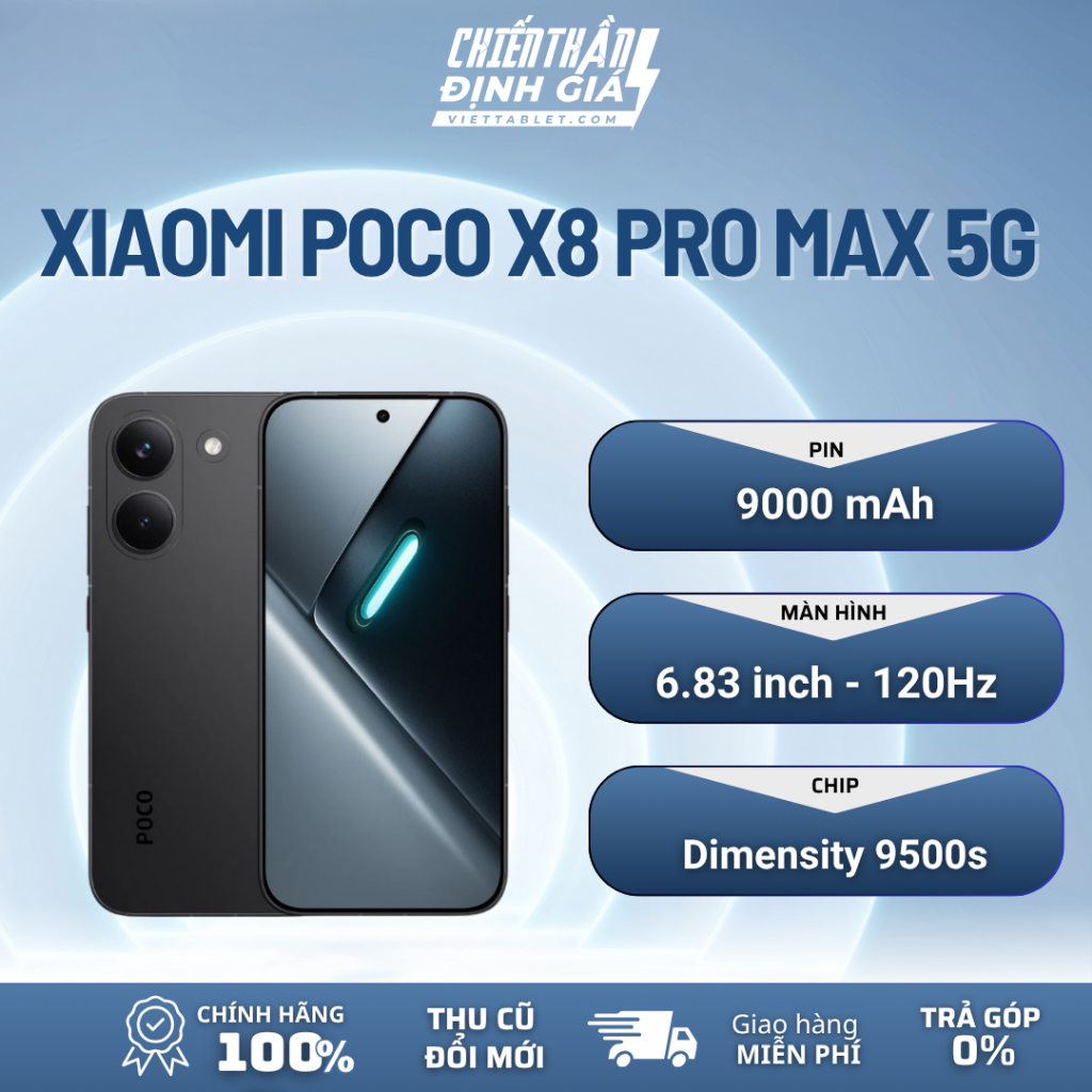 Xiaomi Poco X8 Pro Max 5G (12GB - 256GB) - Hàng Chính Hãng - Chip Dimensity 9500s - Pin 9000 mAh