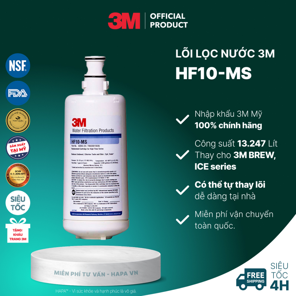 Lõi Lọc 3M HF10-MS HF20-MS Chính Hãng - Thay Cho Máy 3M BREW110-MS BREW110MS HF10MS BREW120-MS