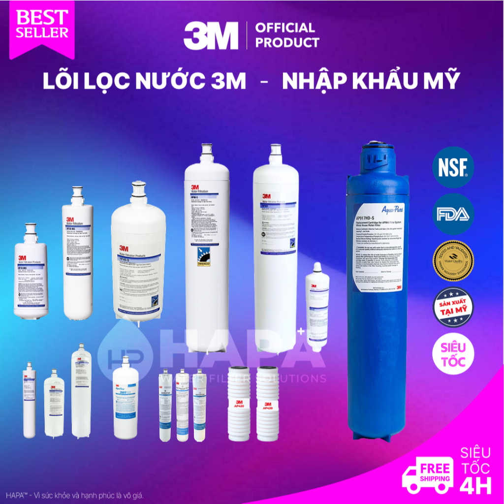 Lõi Lọc Nước 3M Mỹ 100% Chính Hãng - 3M HF20-MS HF40-S HF40S HF90 HF-8 3MFF101 FF100 AP904 AP917HD-S