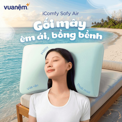 Gối công thái học iComfy Sofy Air cho mọi tư thế công nghệ vũ trụ Aero Memory Foam, gối cao su non, gối công thái học