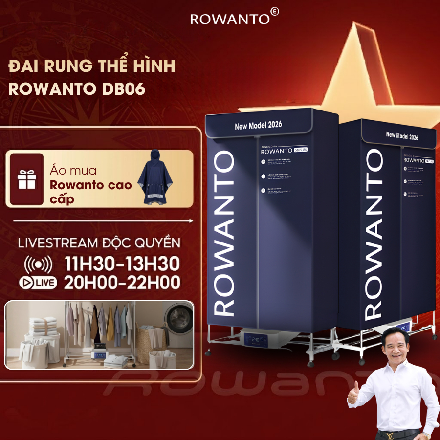 [Công nghệ hương thơm 2025 ] Tủ sấy quần áo Rowanto, sấy 50kg,bảo vệ vải - hàng chính hãng