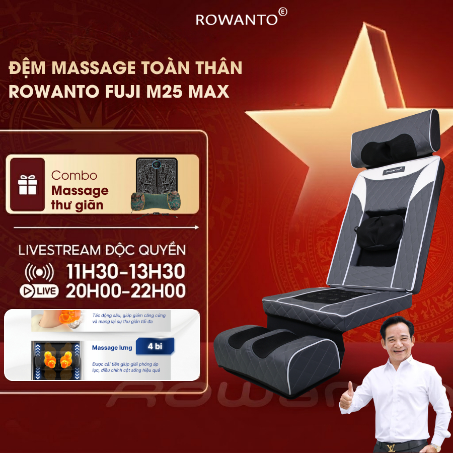 [CHÍNH HÃNG] Đệm massage Rowanto M25 massage toàn thân, nệm mát xa tại nhà, ghế massage giảm đau