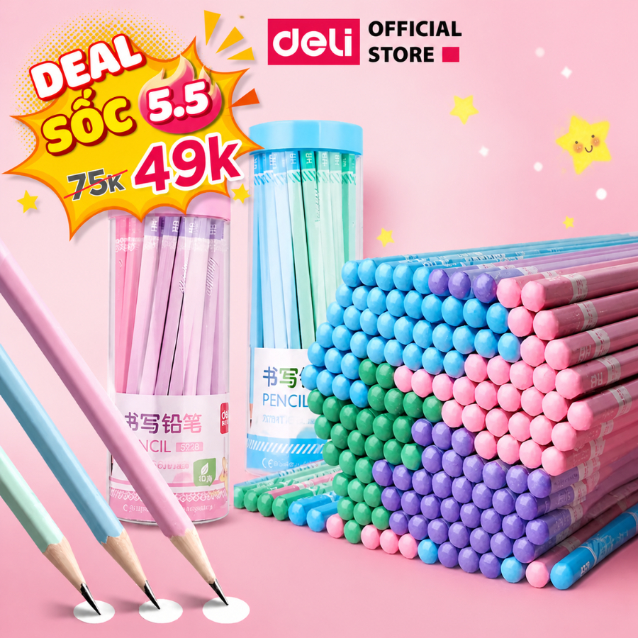 [🔥49K/30 BÚT] Hộp 30 bút chì 2B/HB màu sắc pastel dễ thương, thân lục giác, thân gỗ tự nhiên dễ gọt - Vẽ tranh, viết chữ