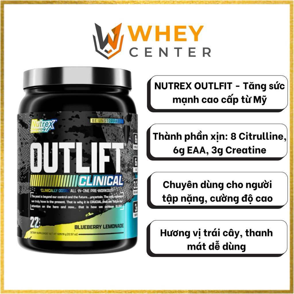 OUTLIFT NUTREX 22 serving - Pre Tăng sức mạnh, phục hồi cơ bắp, bùng nổ tập luyện