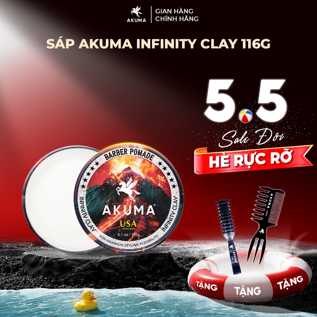 Sáp Vuốt Tóc AKUMA INFINITY CLAY Hàng Chính Hãng, Độ Bóng Mờ Tự Nhiên Akuma
