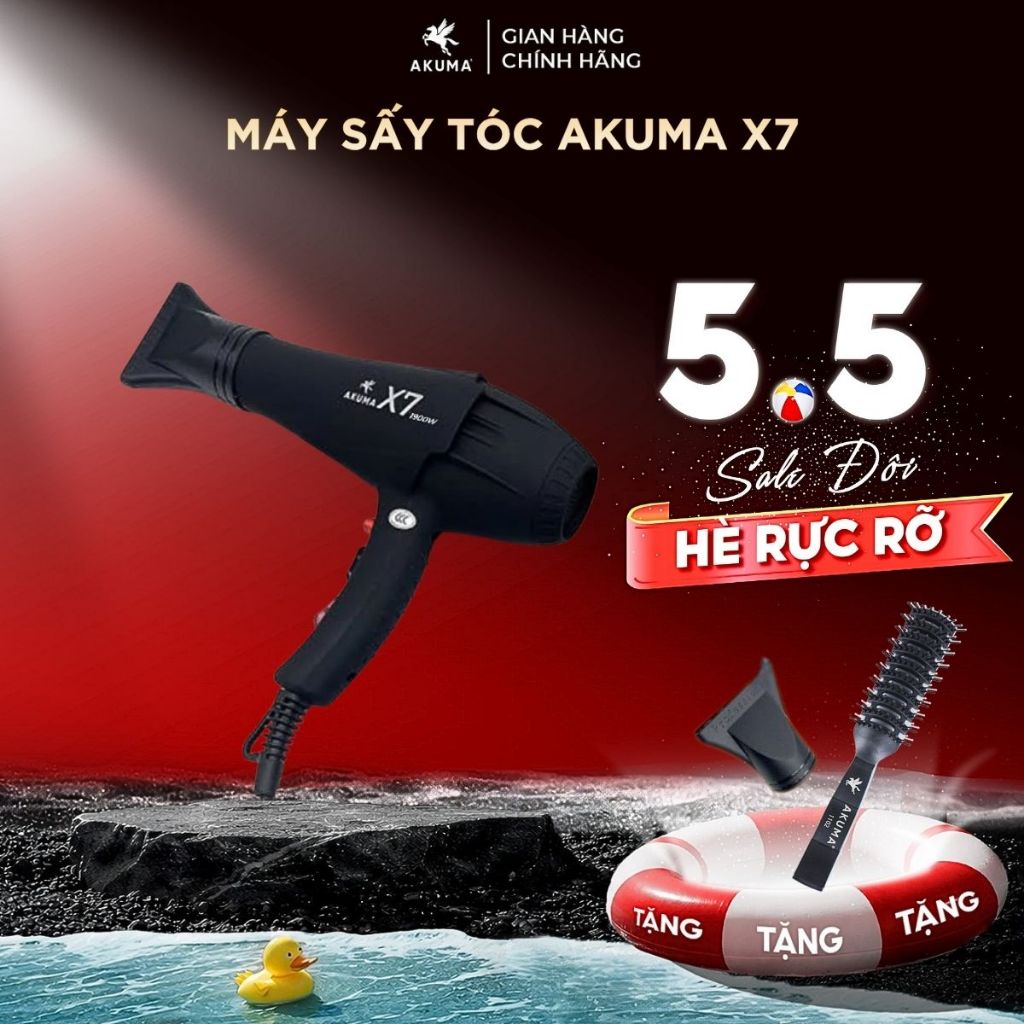 Máy sấy tóc cao cấp AKUMA X7 - Công suất lớn, gió mạnh, 2 chiều nóng lạnh, lõi đồng bền bỉ