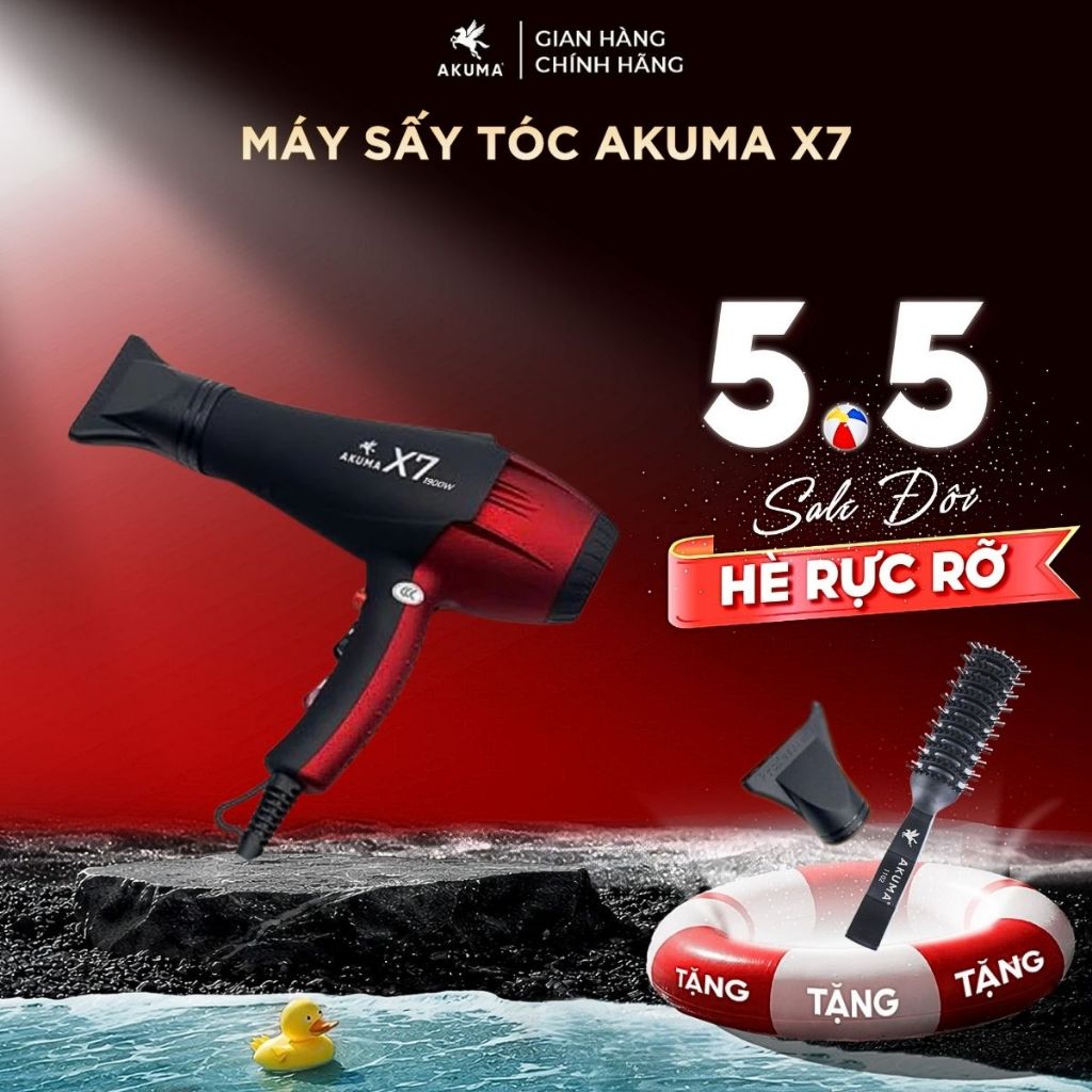 Máy sấy tóc cao cấp AKUMA X7 - Công suất lớn, gió mạnh, 2 chiều nóng lạnh, lõi đồng bền bỉ